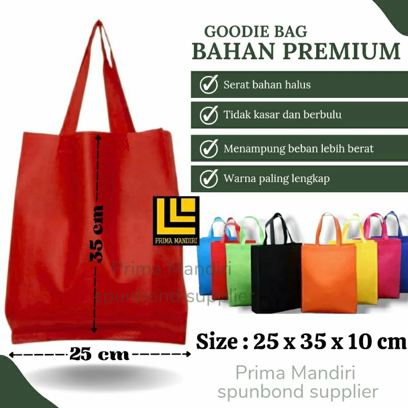 

12 pcs) Goodie bag tas spunbond 25x35x10 cm | tas kain spunbond,tas belanja,tas souvernir,tas promosi,tas ultah,tas hajatan,tas