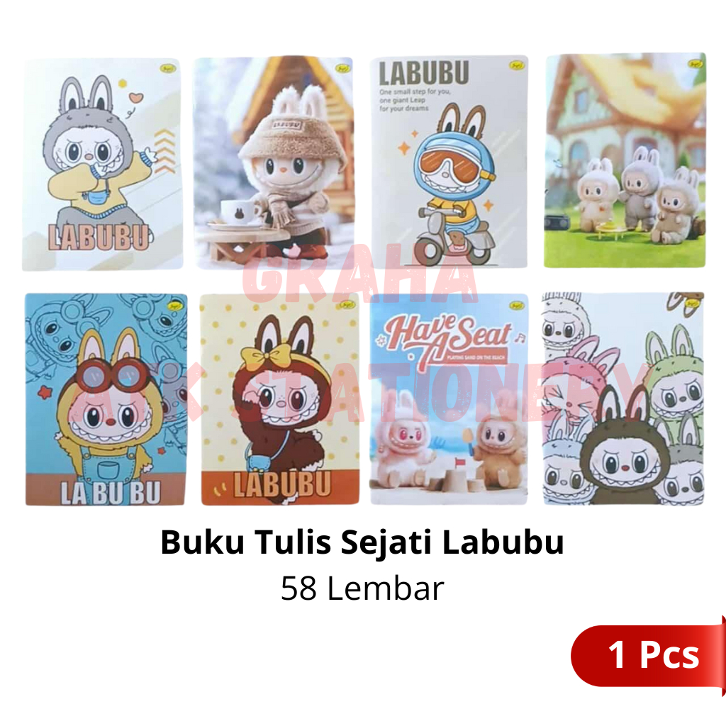 

[1 Pcs] Buku Tulis Labubu 58 Lembar Murah / Buku Tulis Murid Anak Sekolah Labubu 58 Lembar Murah
