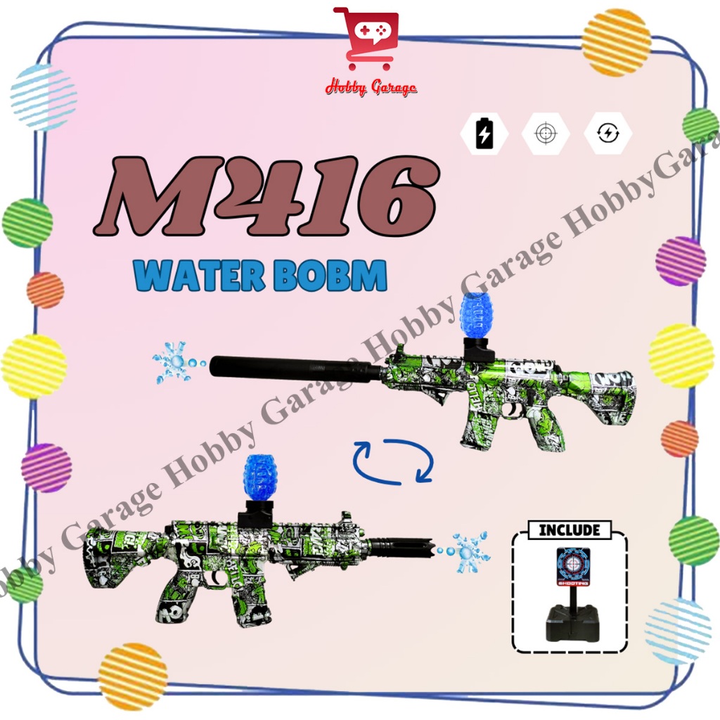 Mainan Tembakan Anak M416 Pubg WaterGel Gun HK416 Water Gel Papan Target