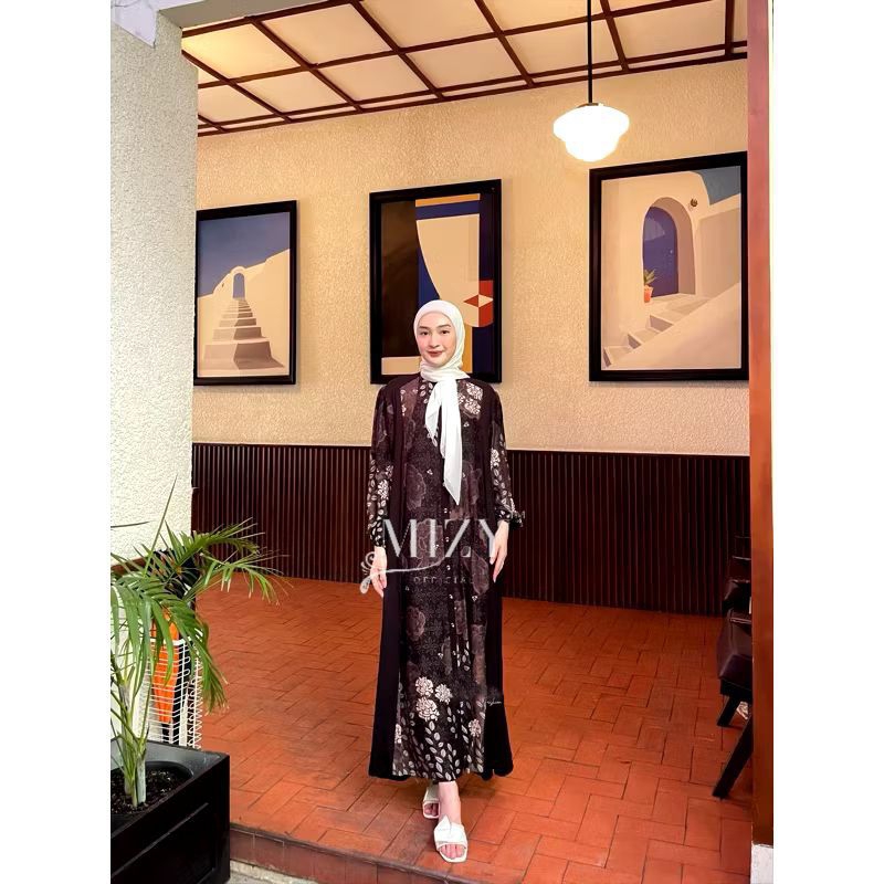 ANIESA DELYSA MAXI SET HIJAB Setelan Gamis Wanita Muslim Muslimah Jilbab Segi Empat 4 Bahan Katun Ra