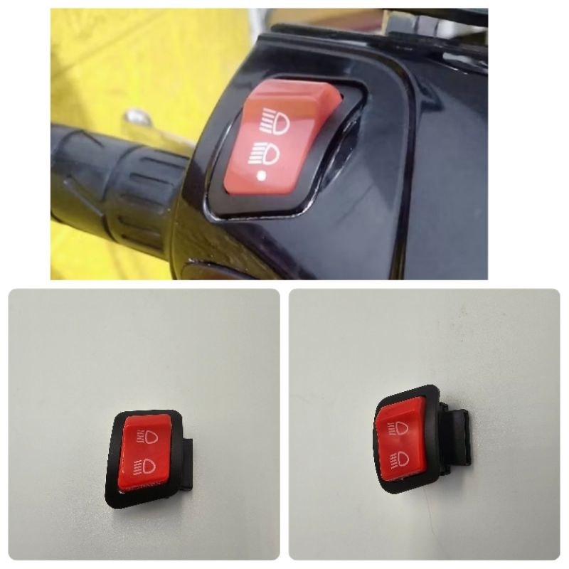 Tombol Pass Beam 4pin - Saklar Pass Beam 4pin Warna Merah - Tombol Lampu Jauh Dekat Piw Piw