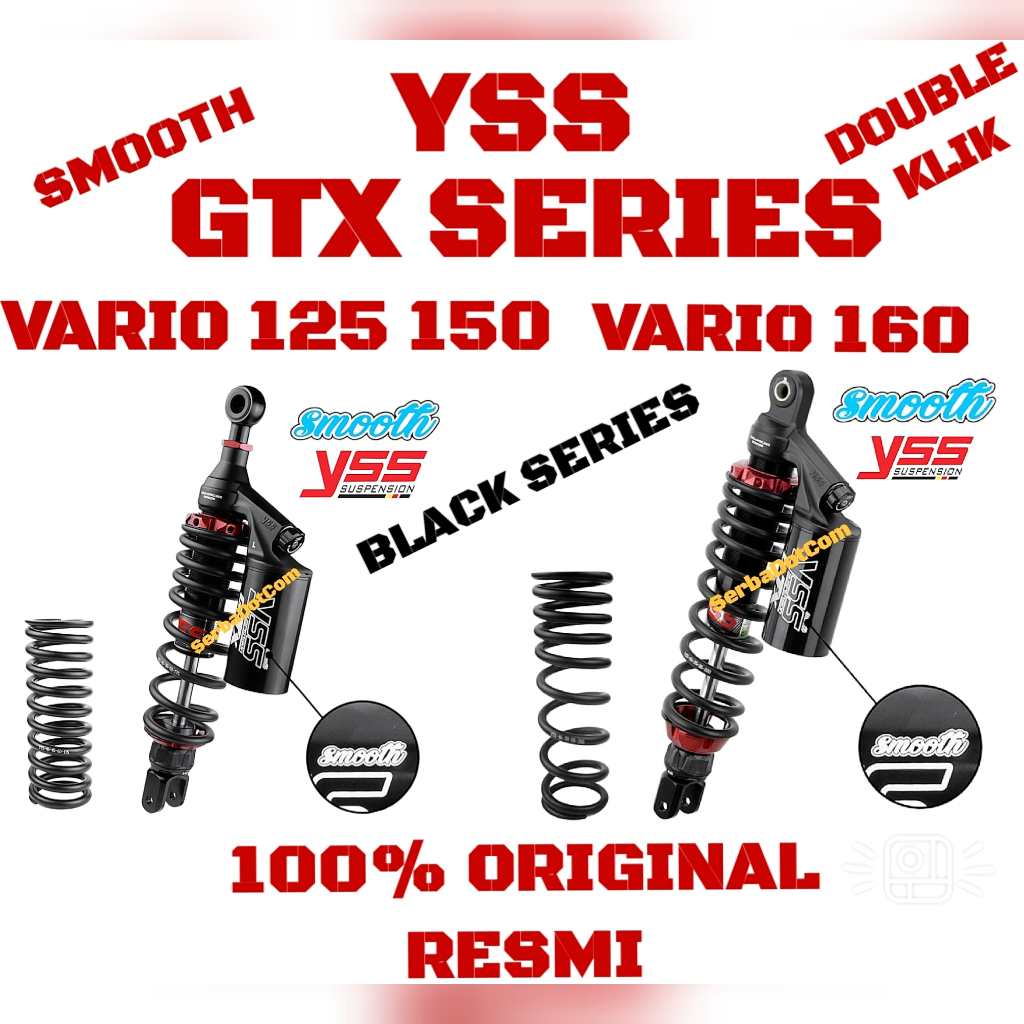 SHOCK YSS GTX G TX G-TX SMOOTH DOUBLE KLIK VARIO 125 150 160 SCOOPY 330 340 mm 330mm 340mm BLACK EDI