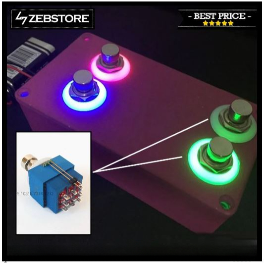 Saklar Switch Pedal Effects Stomp Foot Push 3PDT 9Pin Ring Light LED