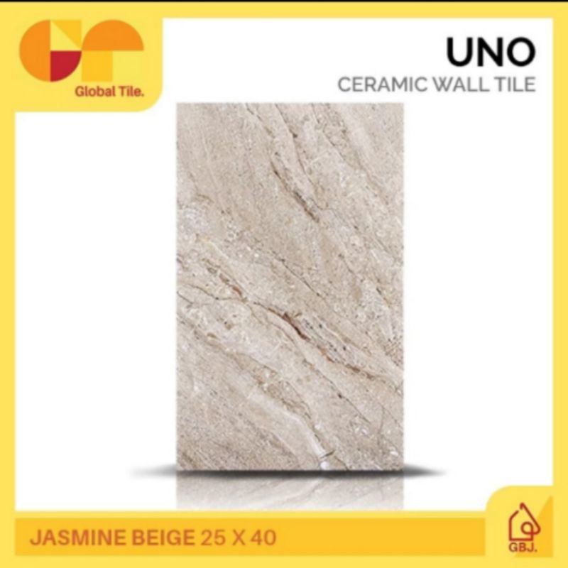 KERAMIK UNO 25 X 40 JASMINE BEIGE / KERAMIK DINDING MOTIF MARMER GLOSSY