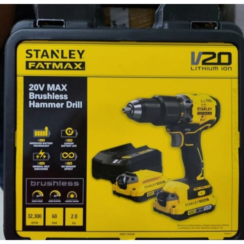 STANLEY FATMAX BRUSHLESS HAMMER DRILL 20V /BOR CAS STANLEY SBD715D2K
