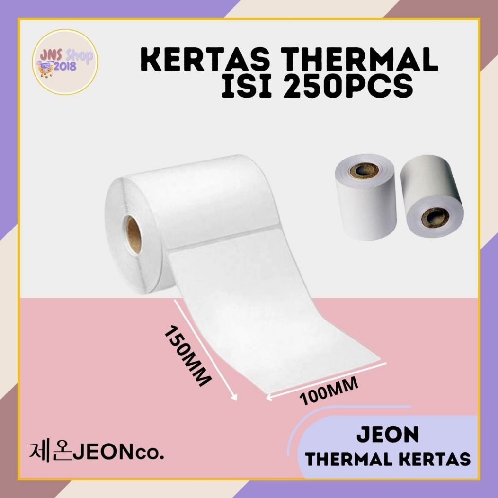 

THERMAL LABEL 100x150 Isi 250pc (LEBIH TEBAL) Thermal Paper Roll Sticker Printer Murah