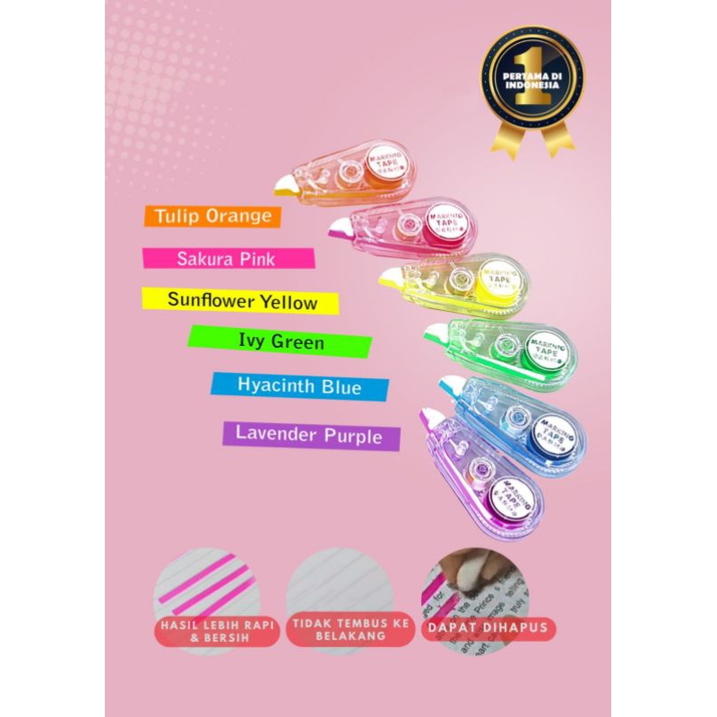 

COLORFUL TEXT HIGHLIGHTER MARKING TAPE PENANDA PEWARNA STABILO MODEL PITA TARIK