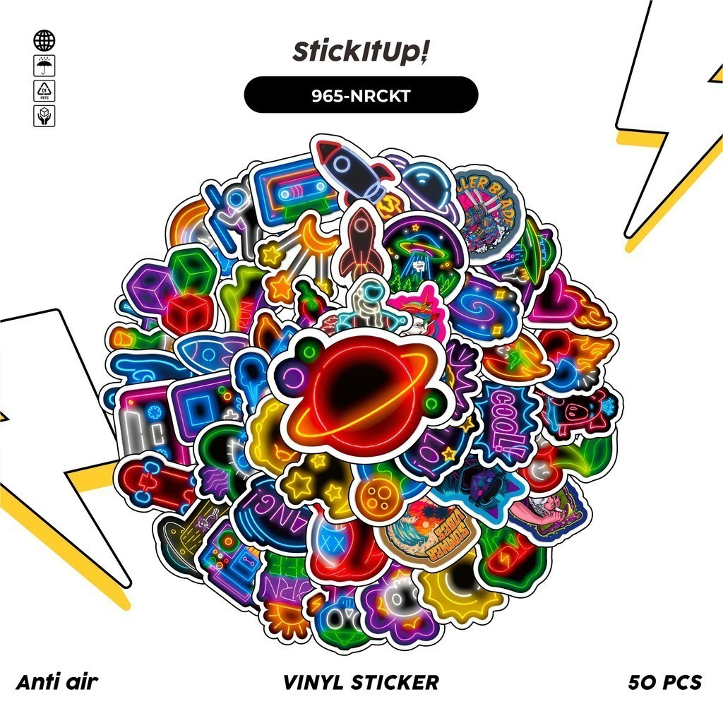 

COD✨ 100 Pcs Stiker Neon Rocket Lucu Anti Air Untuk Dekorasi Notebook Sepeda Skateboard Handphone DIY