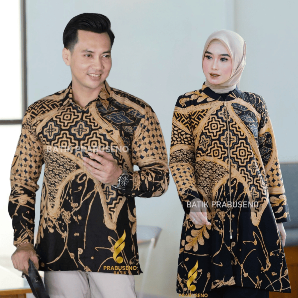 PRABUSENO – BATIK COUPLE PRIA DAN WANITA MOTIF PANDITA LENGAN PANJANG REGULER KEKINIAN LAPIS FURRING