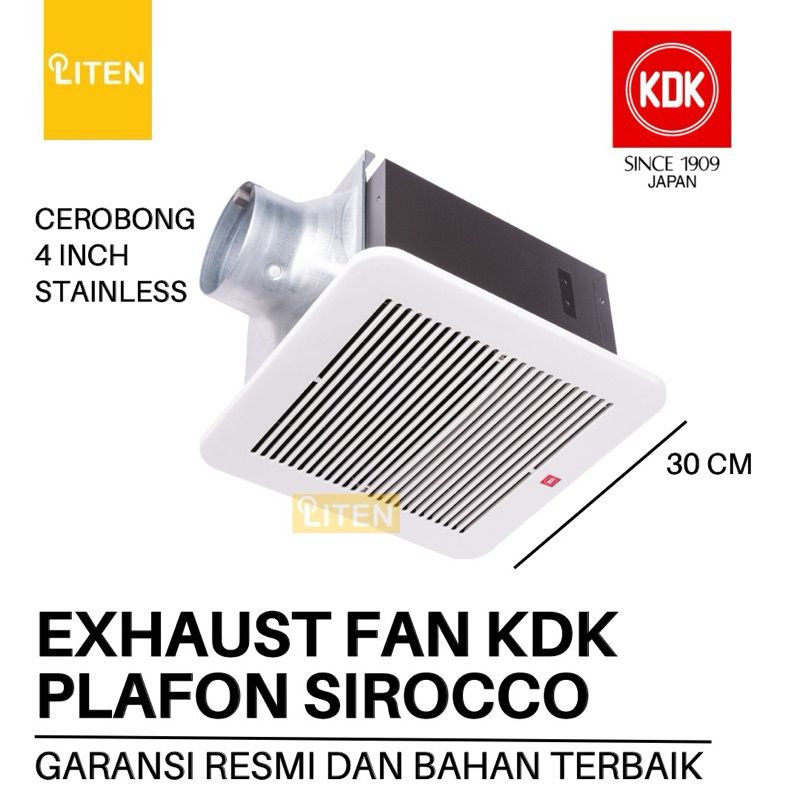 KDK 24CUH - Exhaust Fan Plafon Cerobong Stainless 4 inch / Kipas Hisap Plafon 12 Inch 12” / Heksos K