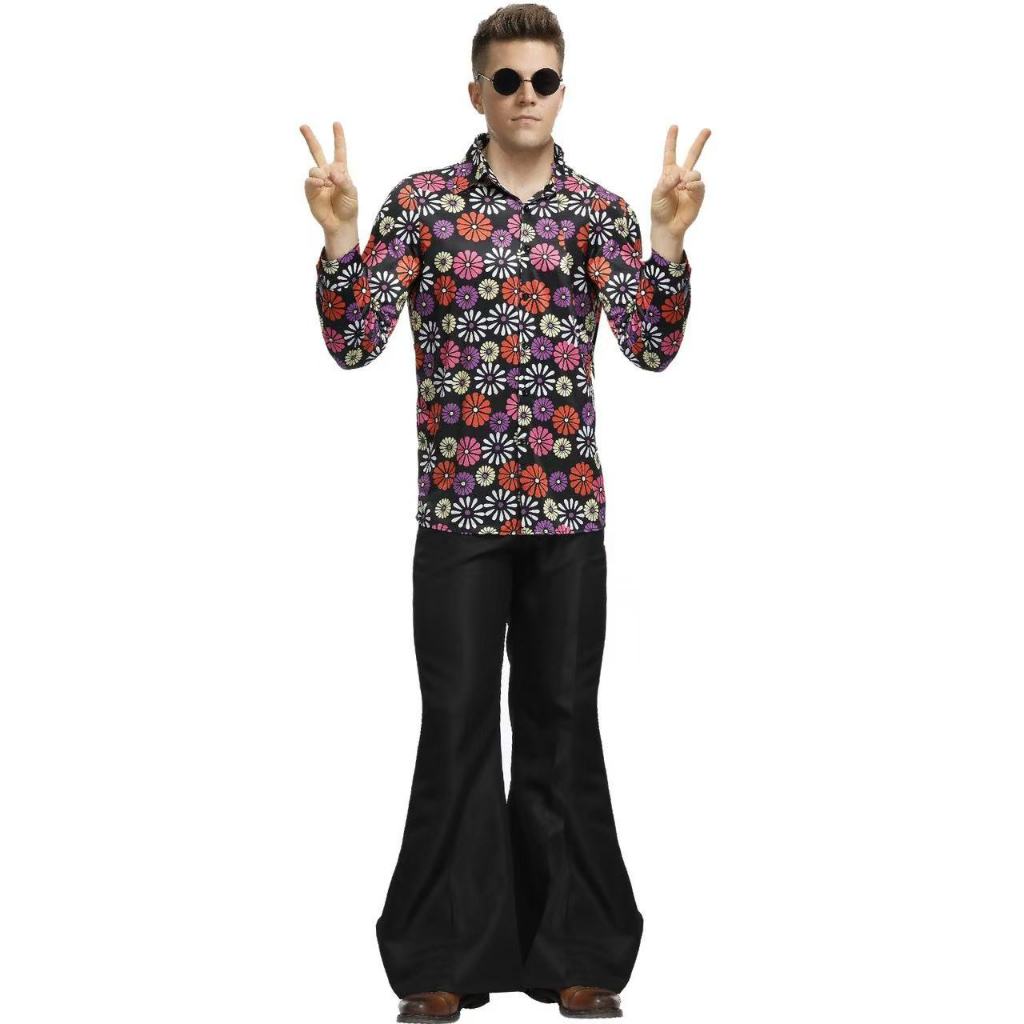 M-XL Printed Stage Costume Halloween Costume for Men 80s Retro Costume Indian Disco Costume