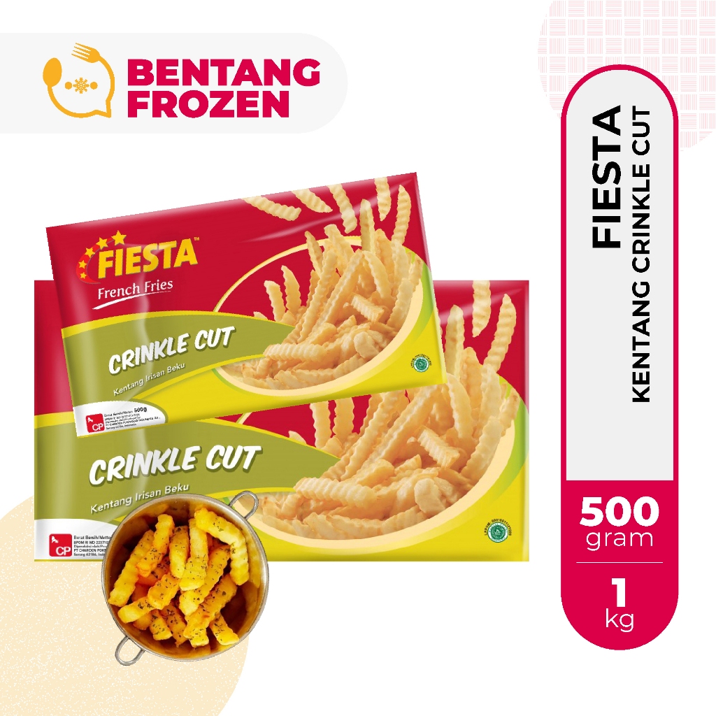 

Fiesta Kentang Crinkle Cut 500gr - 1kg / 1000gr / Kentang Crincle Cut Frozen / Kentang Goreng