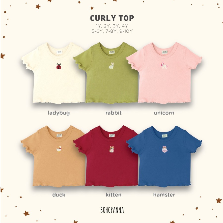 BOHOPANNA - CURLY TOP - CROP TOP ANAK - KAOS ANAK PEREMPUAN