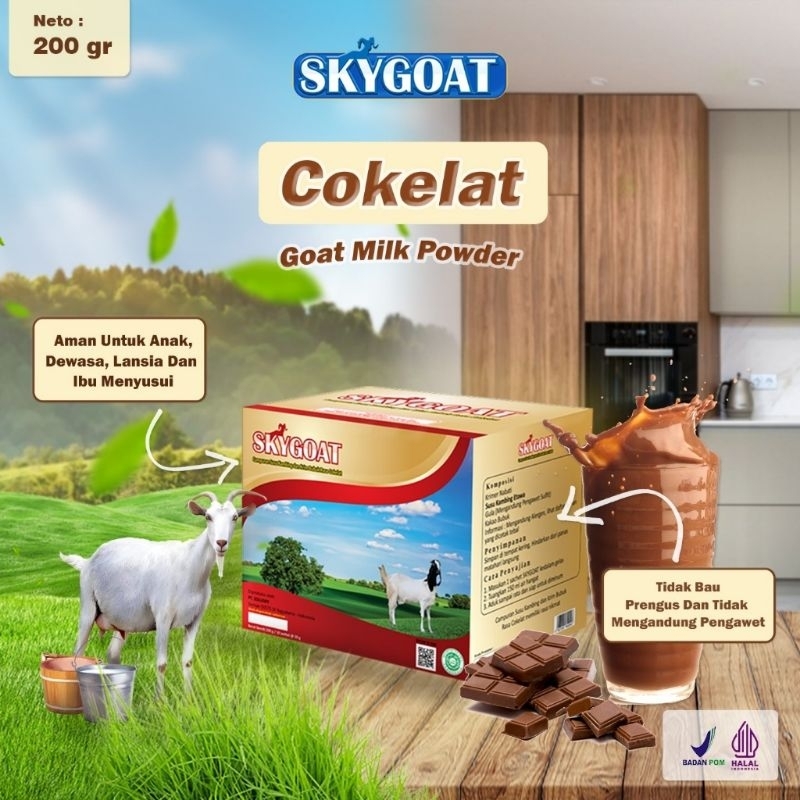 

SKYGOAT Susu Kambing Etawa Rasa Coklat ORIGINAL 200 Gram 10 sct