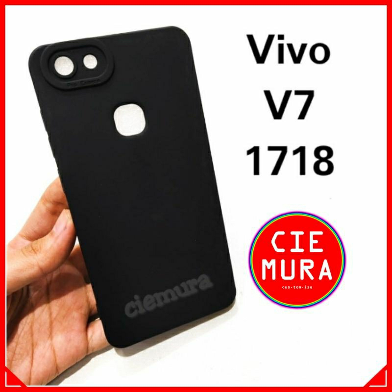 CIE Case Hitam Vivo V7 / 1718 Black Matte Softcase Polos Lentur Slim Silikon Hp Ciemura