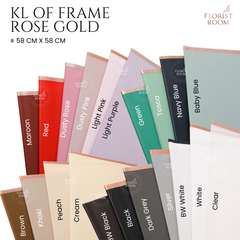 

Super Mutu SHOPEE ONLY 2 lembar KL of Frame Colour Rose Gold Wrapping Pembungkus Bunga Cellophane Korean Buket