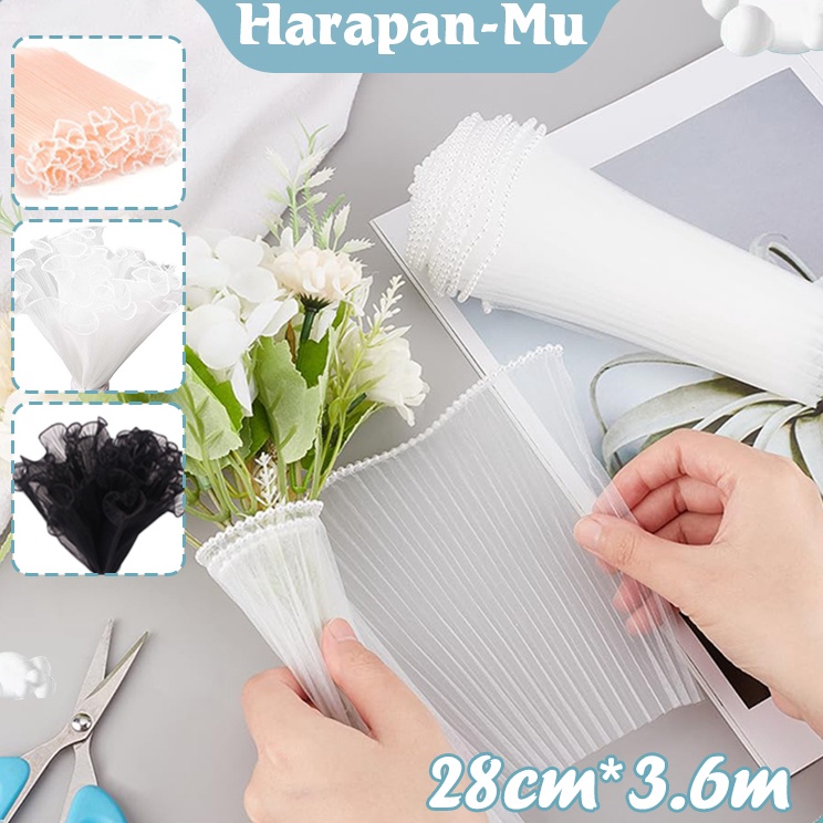 

Top Grade Flower Wrapping Korean Curly Mesh Wave Kain Buket Bunga Renda Gelombang Flower Wrap Dekorasi