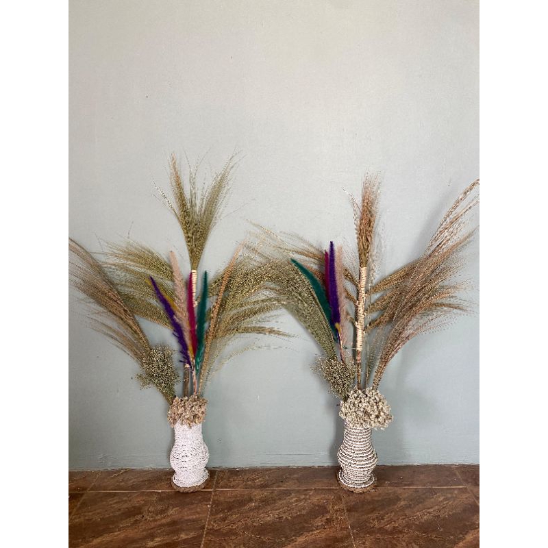 paket hemat bunga kering sudut ruang tamu dan pot guci 25cm AESTHETIC