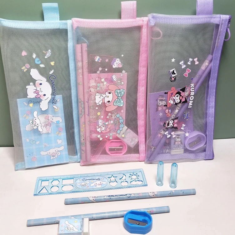 

Super Bintang Set Alat Tulis 7 in 1 Pouch Set Alat Tulis Ziplock Paket Alat Tulis Motif Sanrio Karakter Lucu