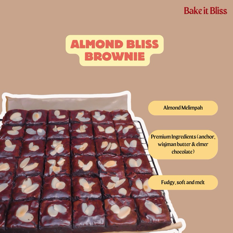 

Almond Bliss Brownies | Brownies Almond Fudgy Lembut dengan Almond Renyah dan Cokelat Premium