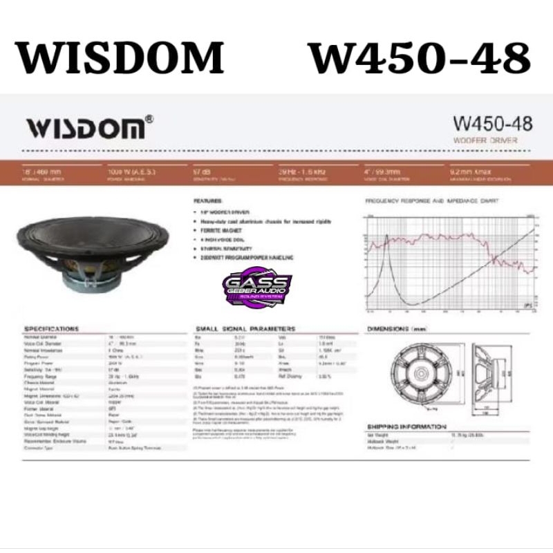 Speaker 18 inch WISDOM W450-48/W45048