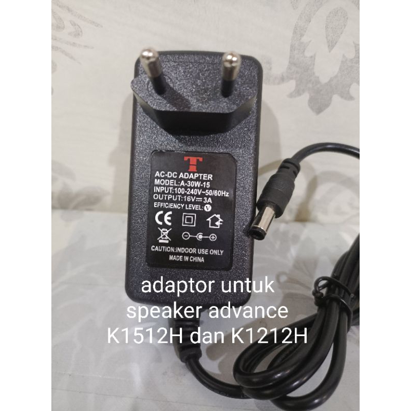 adaptor untuk speaker advance k1212h dan k1512h (16 votl)