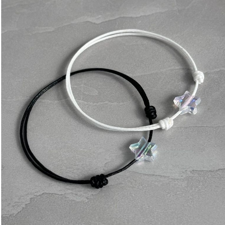 Gelang Couple Manik Bintang Pelangi Transparan AB Tali Korea