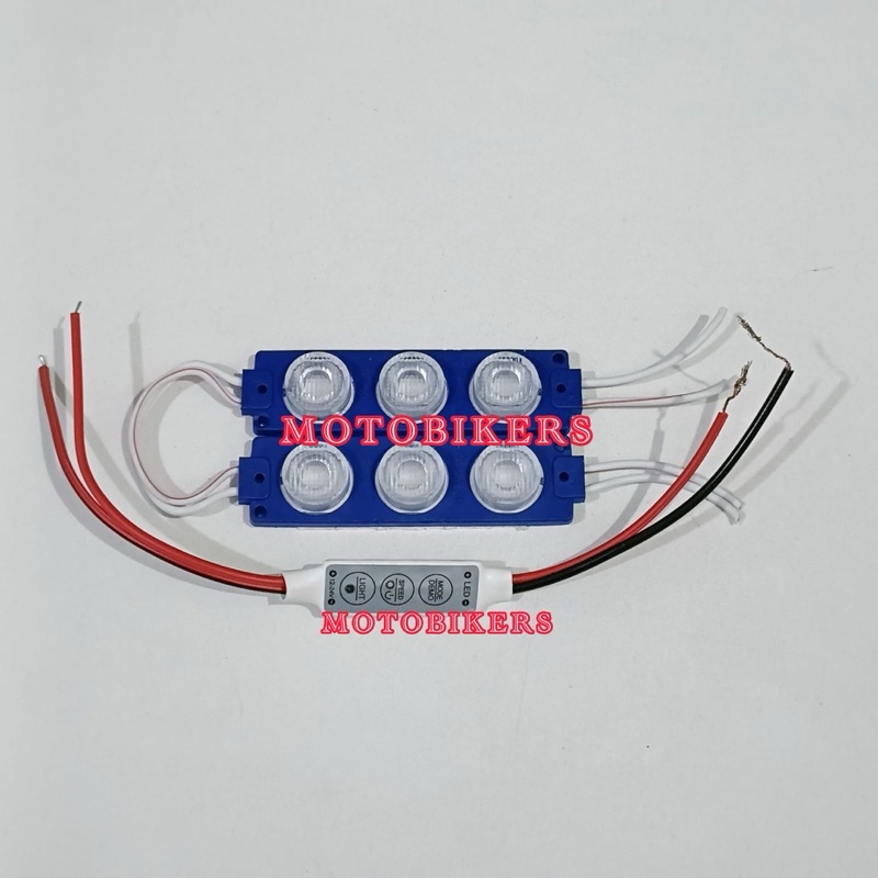MODUL LAMPU KEDIP BLITS PESAWAT + 2 BIJI LED 3 MATA BESAR 12V 24V LAMPU VARIASI MOTOR MOBIL TRUK BUS