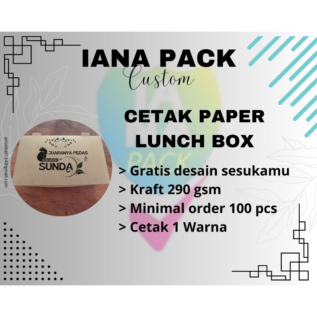 Custom Paper Lunch Box Medium Large, Lunch Box Paper, Paper Box Lunch, Kemasan ayam Geprek