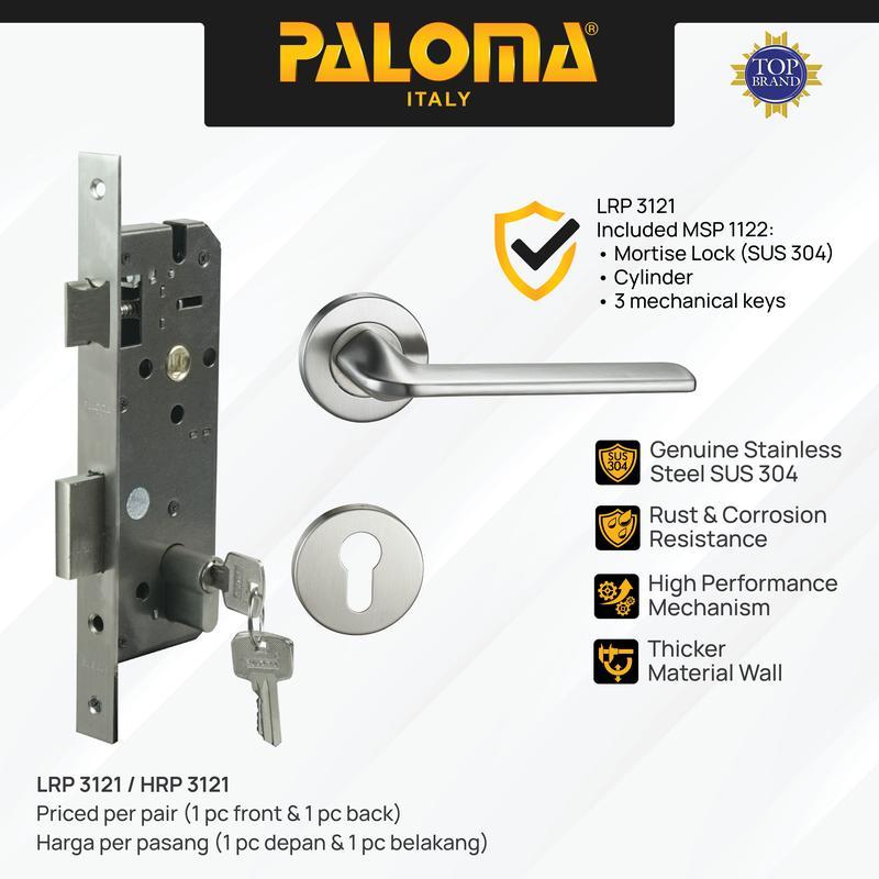 PALOMA Gagang Pintu Door Handle Pintu Roses Lever Engkol Pisah Misah Paket Kunci Pintu Lockset Lock 