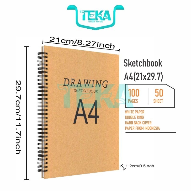

[Terbaru] Sketchbook A4 Aesthetic Buku Gambar Sketsa Polos Craft/Black Cover Jilid Spiral Murah 50Lembar/100Halaman