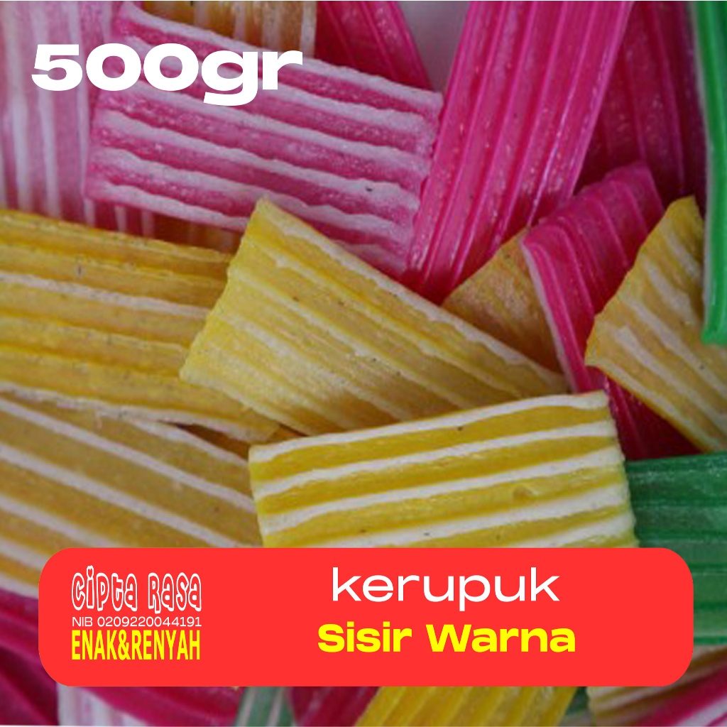 

KERUPUK BAWANG SISIR ANEKA WARNA KEMASAN 500gr