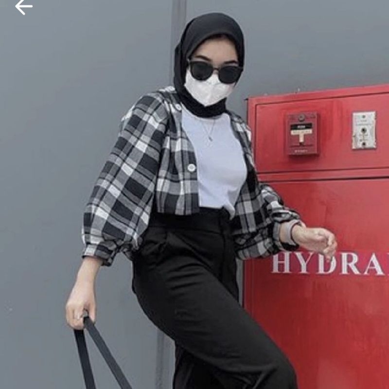 KEMEJA TAMARA BATWING FLANEL KOTAK-KOTAK
