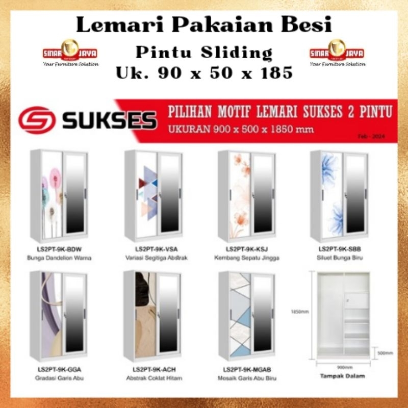 Sinar Jaya - Lemari pakaian besi sliding 2p sukses/Lemari pakaian ukuran kecil/Lemari pakaian full g
