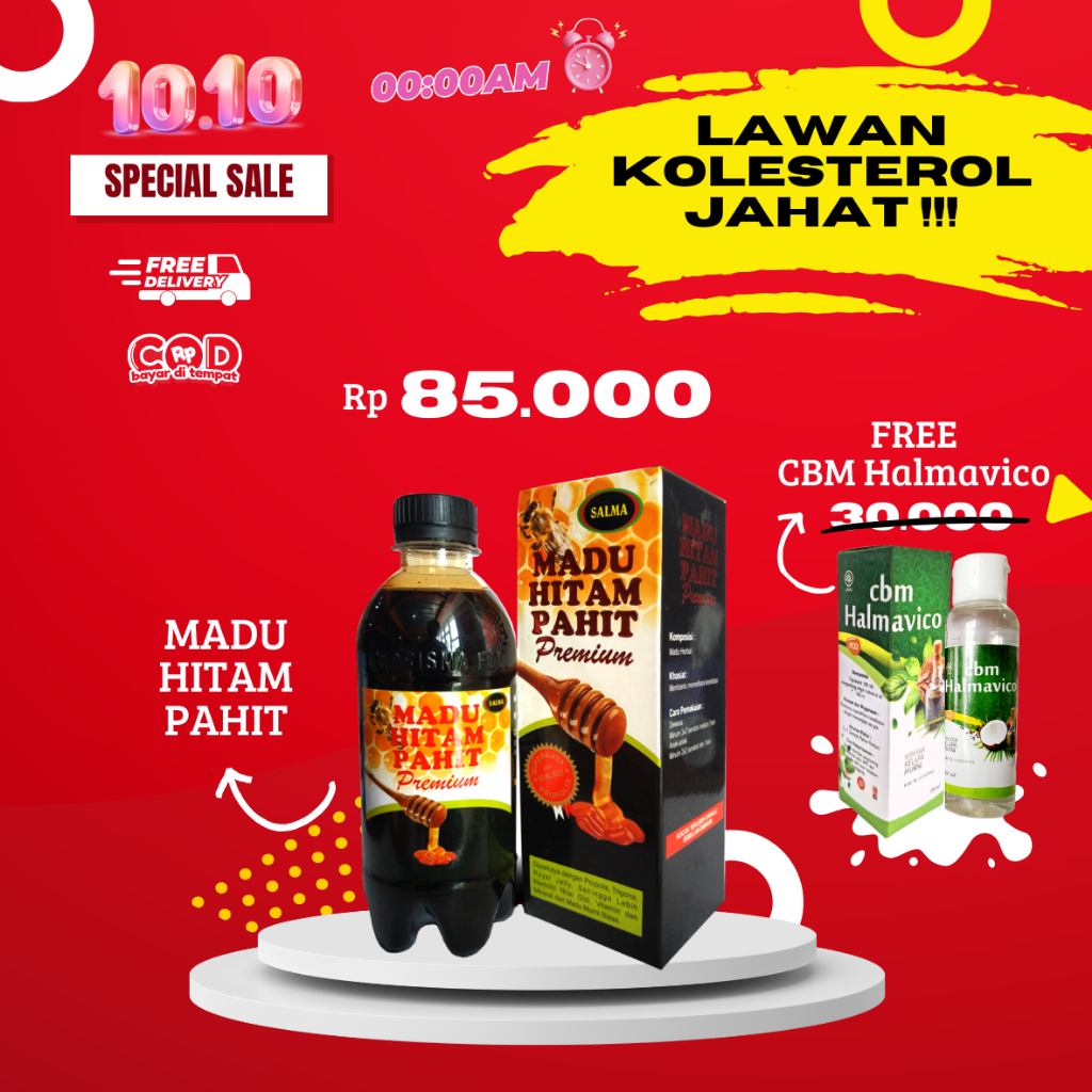 

PAKET HEMAT Beli 1 Salma Madu Hitam Pahit Premium GRATIS 1 PCS Halmavico Minyak Kelapa