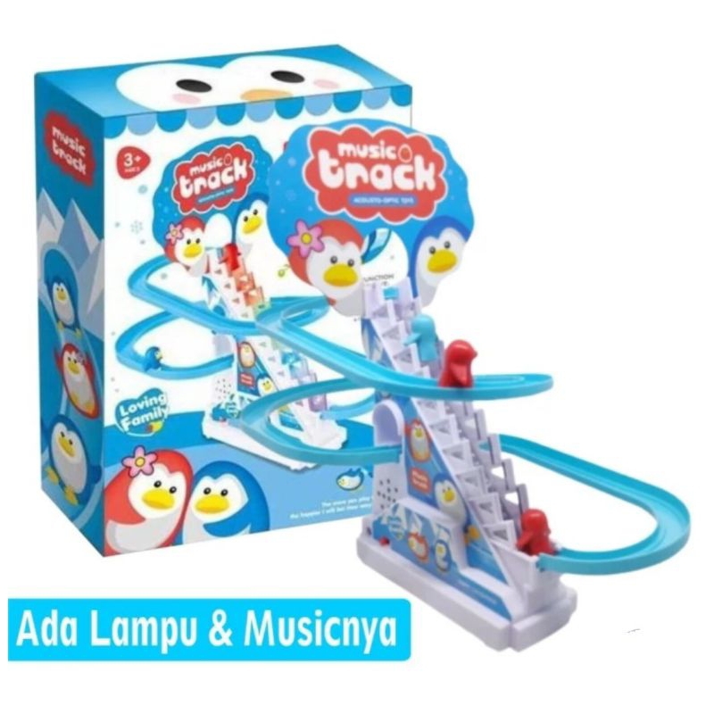 Mainan track pinguin set mainan seluncur pinguin