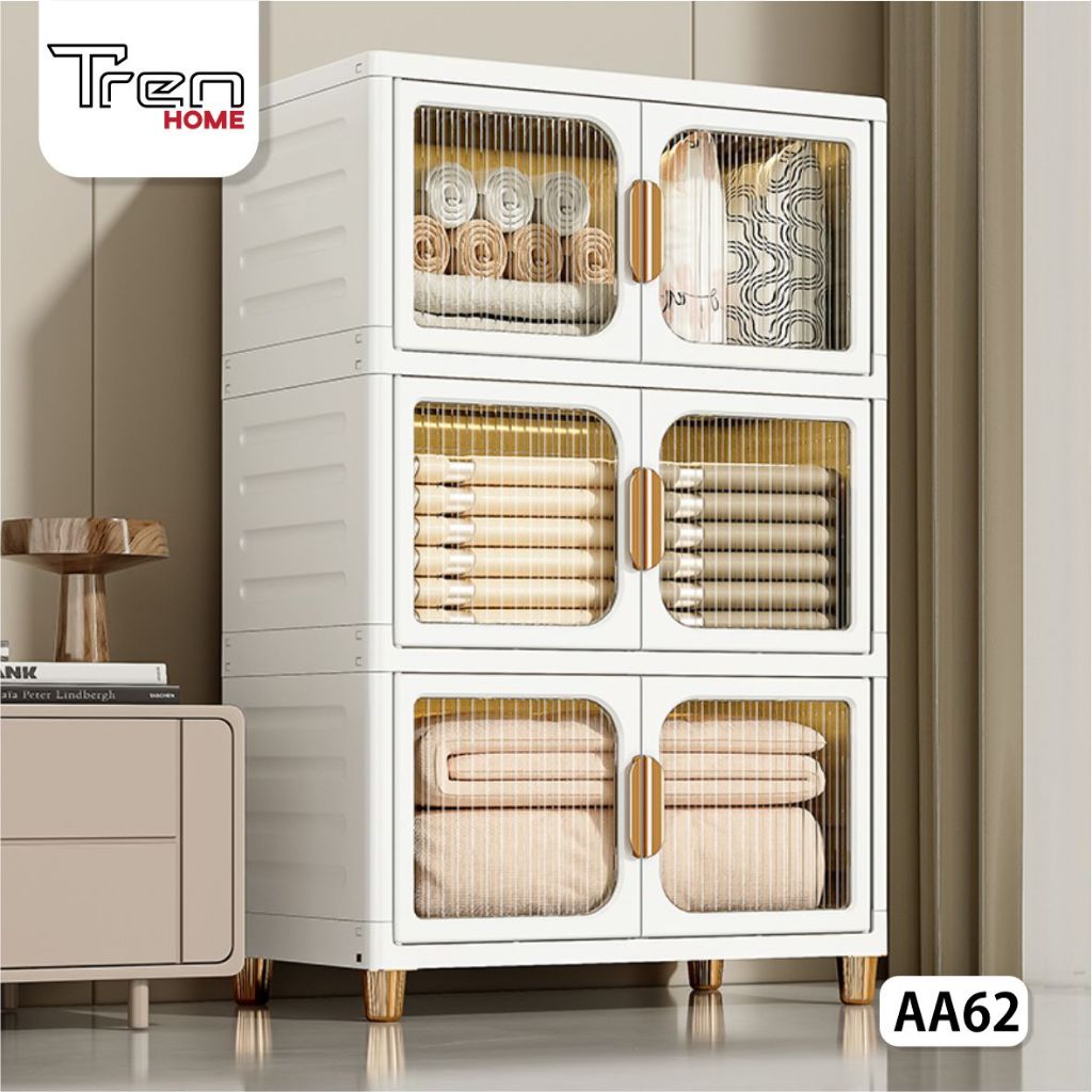 Lemari Susun Plastik Serbaguna/ Lemari Baju Mainan Buku dengan Roda 1 2 3 4 5 Susun + Kaki Lemari