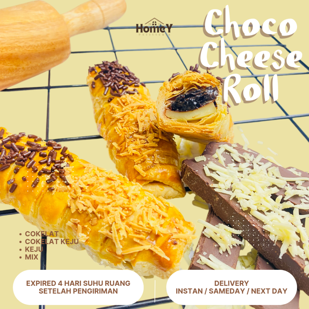 

Homey Patisserie - Choco Cheese Roll Coklat Keju Isi 10 Pcs