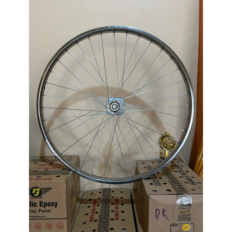 Velg Pelang Sepeda Ukuran 26 Inch MINI MTB Besi Chrome CP Depan dan Belakang Sudah Setel Siap Pakai