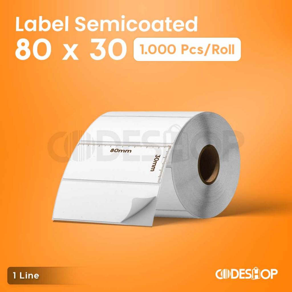 

Label Barcode 80 X 30 (1 LINE) Kertas Sticker Label Semicoated 80x30