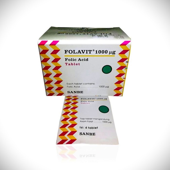 FOLAVIT 1 mg / 1000 mcg ASAM FOLAT - 1 BOX ISI 100