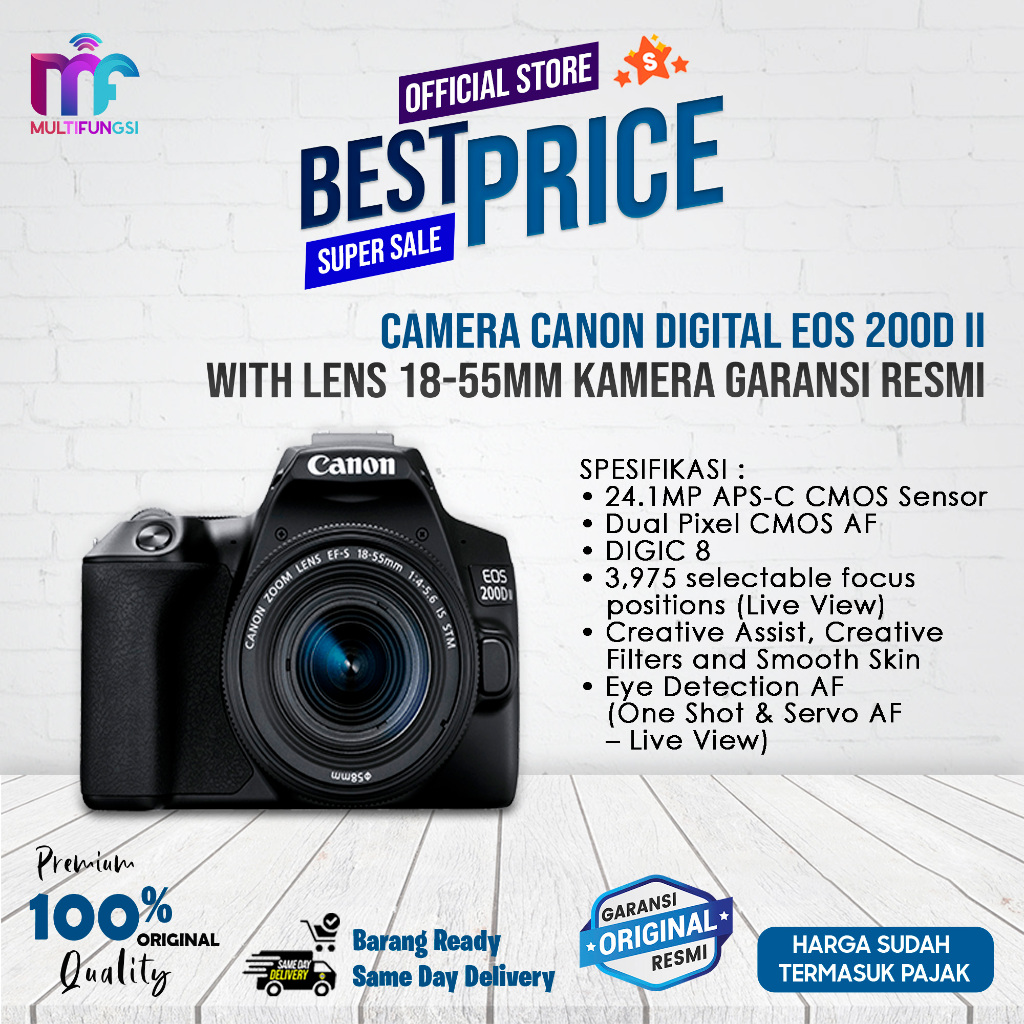 Camera Canon Digital EOS 200D II With Lens 18-55mm Kamera Garansi Resmi