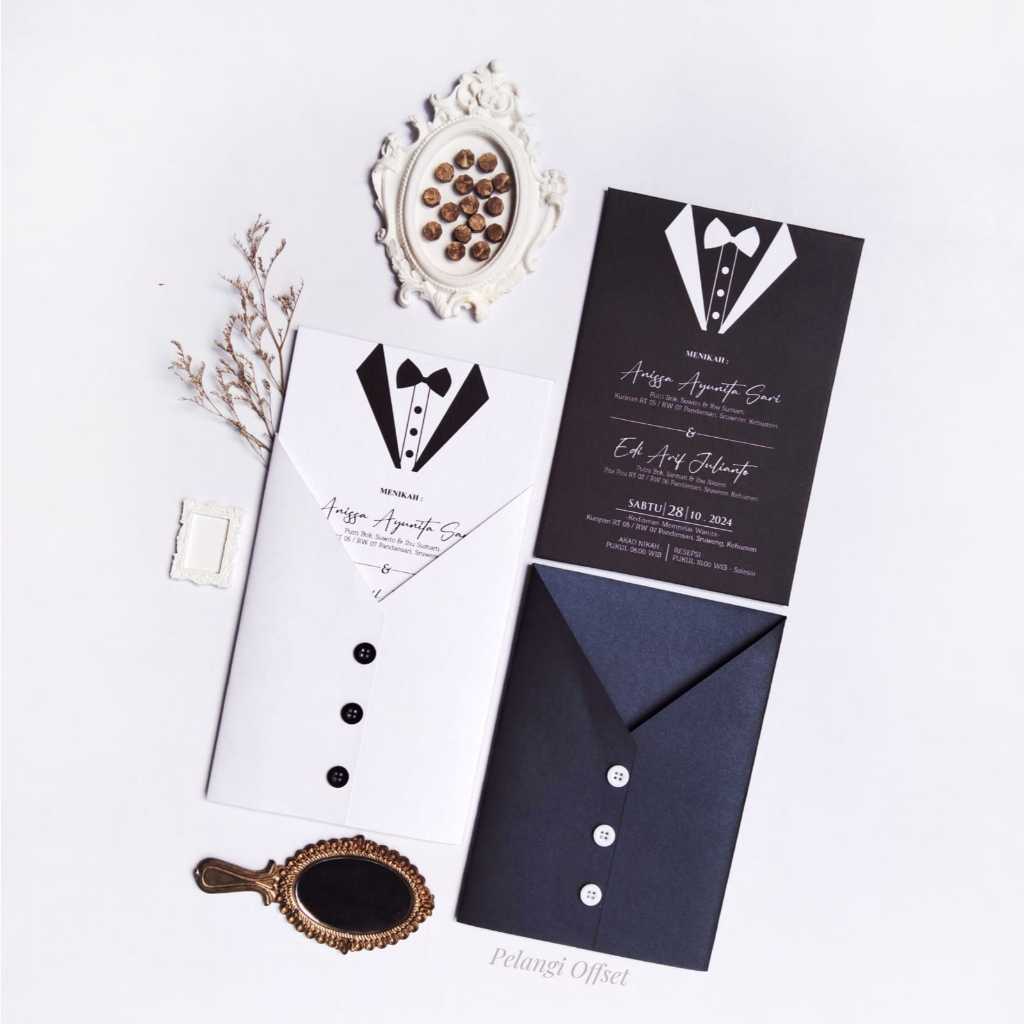 UNDANGAN AESTHETIC MOTIF JAZZ | UNDANGAN TUXEDO | UNDANGAN PERNIKAHAN HARDCOVER SIMPLE | UNDANGAN SI