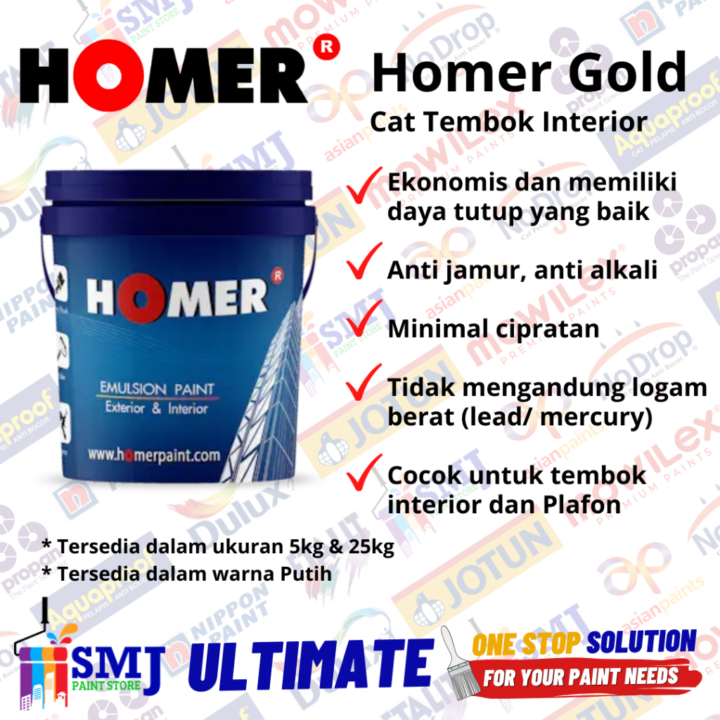 Cat Tembok Homer Gold White House Warna Putih 25kg