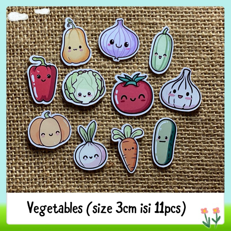 

11pcs sticker tempelan glossy sayur sayuran / new vegetables