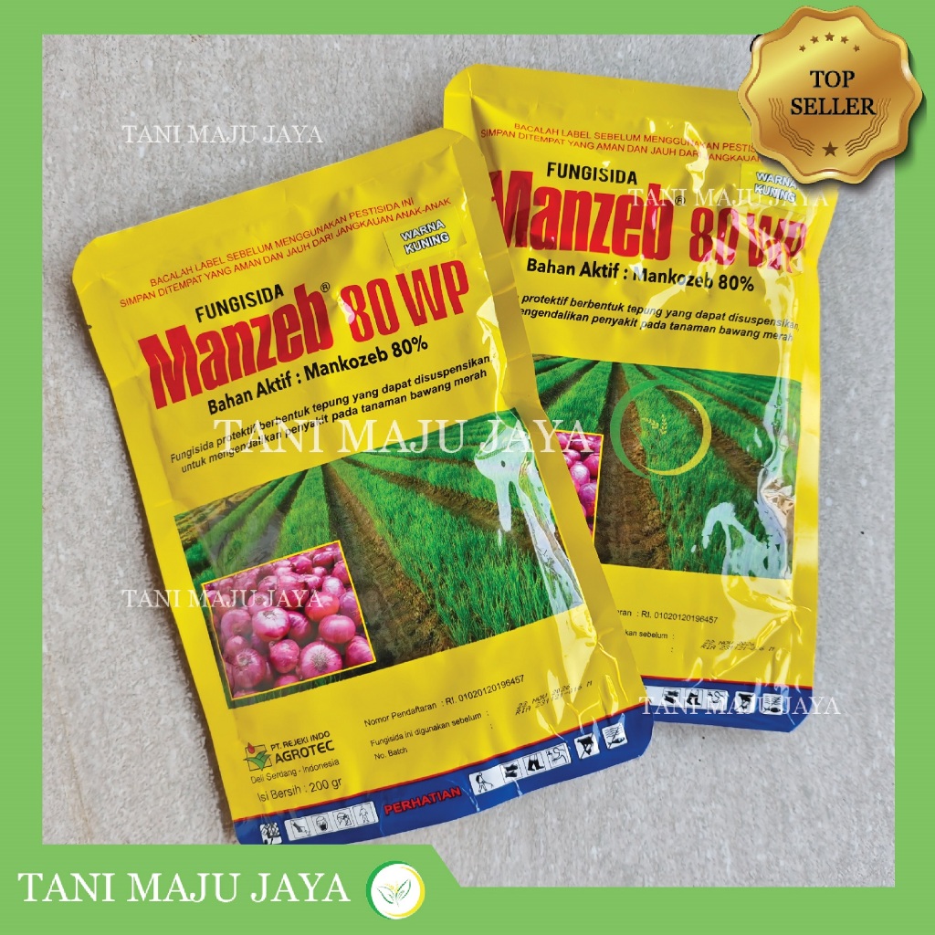Fungisida Manzeb Kuning 80WP 200 gram Obat Jamur Mankozeb Tutul Bercak Daun Tanaman Cabai Seledri Sa