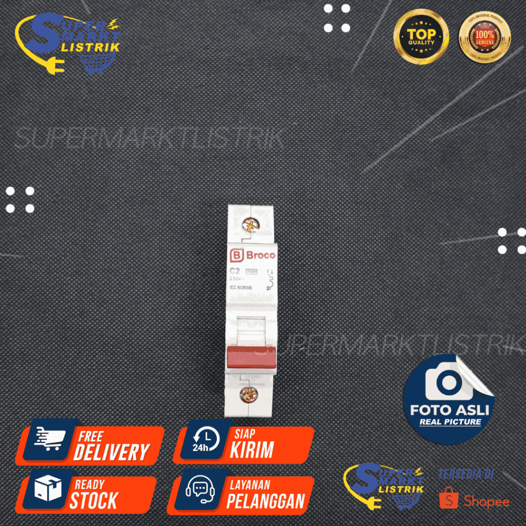 Broco MCB Listrik PLN 1P 2A 4A 6A 10A 16A 20A 25A 32A