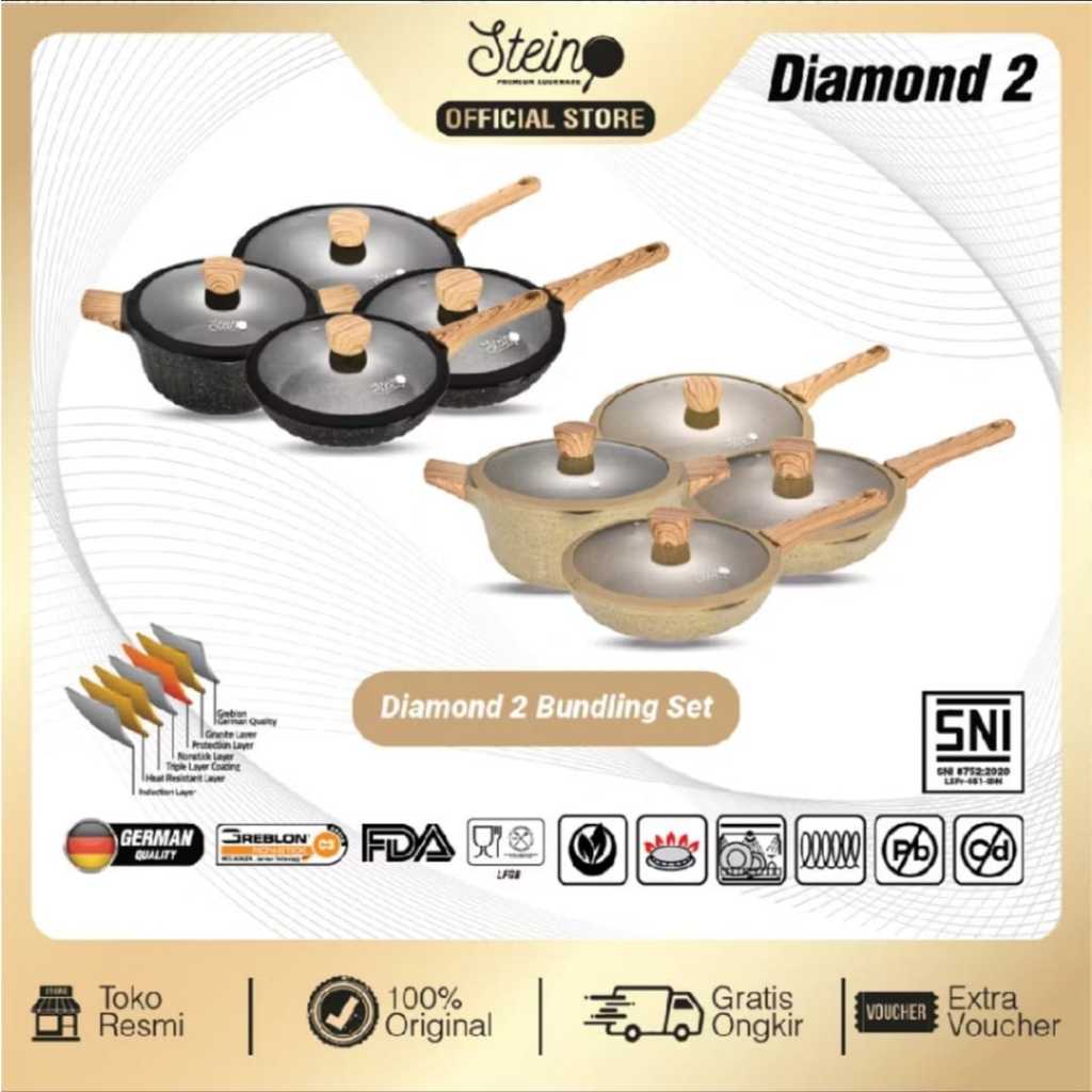 PAKET DIAMOND SET STEIN COOKWARE GRANITE SERIES BY STEINCOOKWARE