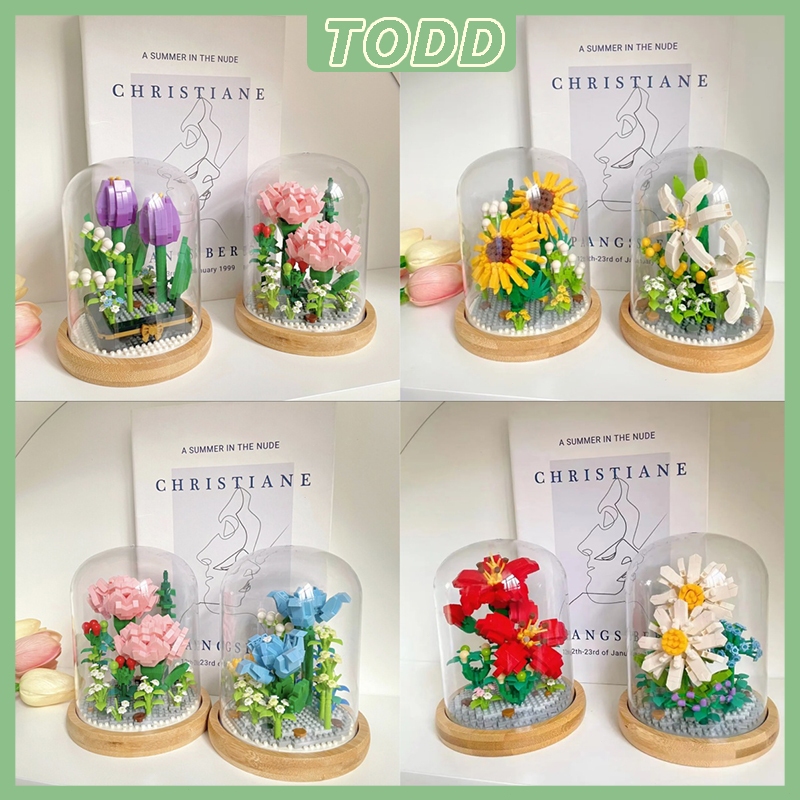 TODD Plant Bricks Block Susun Bunga Buket Mainan DIY Block Flower Tanaman Nano Building Bricks