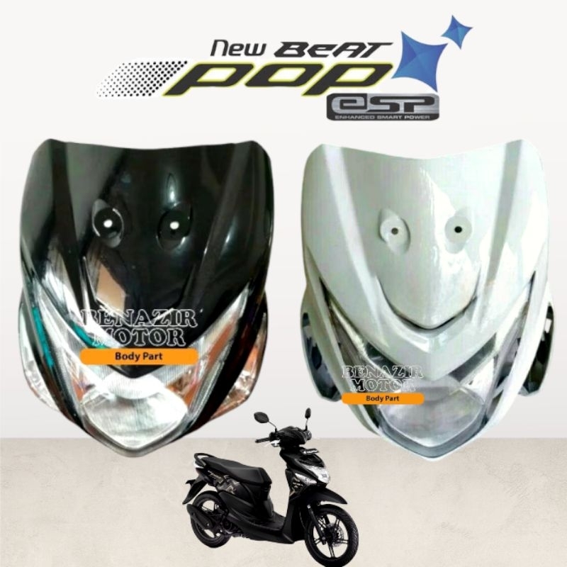 Tameng Beat Pop Hitam Putih Merah Set Lampu Depan Sein